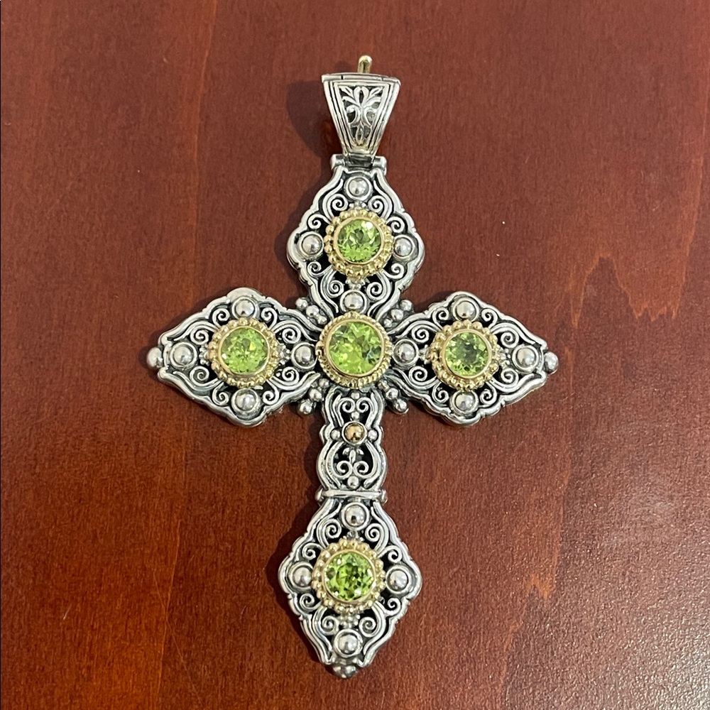 *Price Firm* Konstantino Sterling Silver/Gold (14k/18k) Peridot Enhancer Pendant